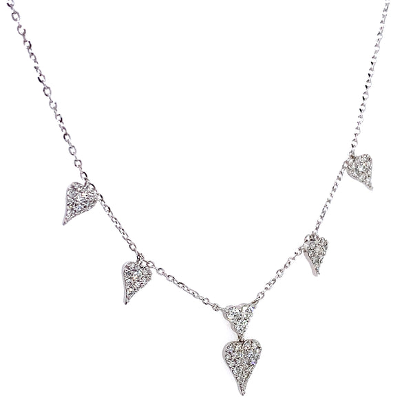 (LD) Collar (corazones) con diamantes de laboratorio en oro blanco 10kt. 40.5/46cm D-0.40Cts.