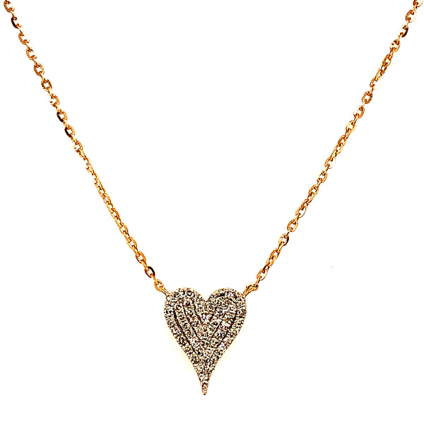 (LD) Collar (corazón) con diamantes de laboratorio en oro amarillo 10kt. 40.5/46cm D-0.10Cts.