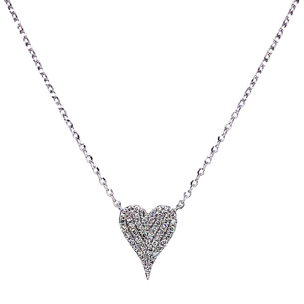(LD) Collar (corazón) con diamantes de laboratorio en oro blanco 10kt. 40.5/46cm D-0.10Cts.