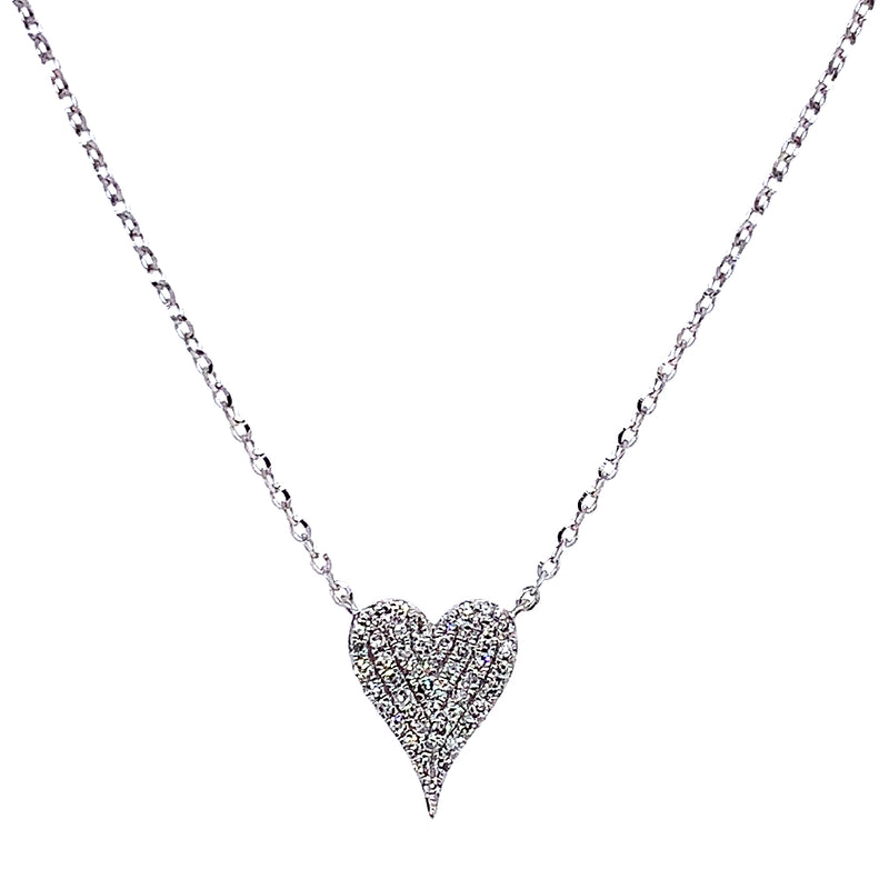 (LD) Collar (corazón) con diamantes de laboratorio en oro blanco 10kt. 40.5/46cm D-0.10Cts.