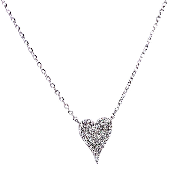 (LD) Collar (corazón) con diamantes de laboratorio en oro blanco 10kt. 40.5/46cm D-0.10Cts.