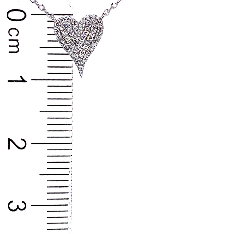 (LD) Collar (corazón) con diamantes de laboratorio en oro blanco 10kt. 40.5/46cm D-0.10Cts.