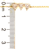 (LD) Pulsera (corazones) con diamantes de laboratorio en oro amarillo 10kt. 15/18cm D-0.20Cts.