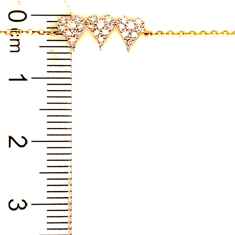 (LD) Pulsera (corazones) con diamantes de laboratorio en oro amarillo 10kt. 15/18cm D-0.20Cts.