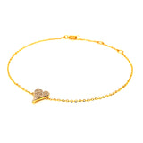 (LD) Pulsera (corazón) con diamantes de laboratorio en oro amarillo 10kt. 16/18.5cm D-0.15Cts.