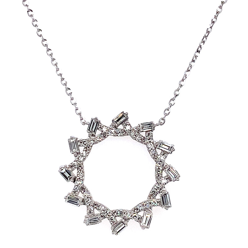 (LD) Collar con diamantes de laboratorio en oro blanco 10kt. 40.5/46cm D-0.40Cts.