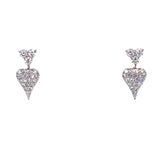 (LD) Aretes (corazón) con diamantes de laboratorio en oro blanco 10kt. D-0.33Cts.