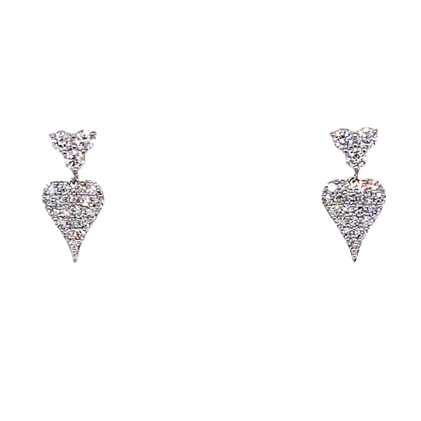 (LD) Aretes (corazón) con diamantes de laboratorio en oro blanco 10kt. D-0.33Cts.
