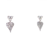 (LD) Aretes (corazón) con diamantes de laboratorio en oro blanco 10kt. D-0.33Cts.