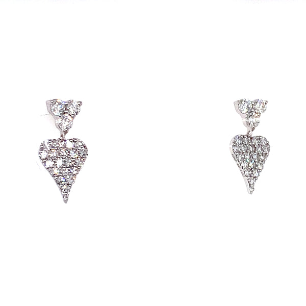 (LD) Aretes (corazón) con diamantes de laboratorio en oro blanco 10kt. D-0.33Cts.