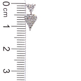 (LD) Aretes (corazón) con diamantes de laboratorio en oro blanco 10kt. D-0.33Cts.