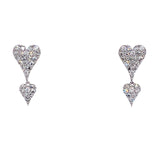 (LD) Aretes (corazones) con diamantes de laboratorio en oro blanco 10kt. D-0.40Cts.