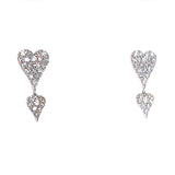(LD) Aretes (corazones) con diamantes de laboratorio en oro blanco 10kt. D-0.40Cts.