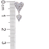 (LD) Aretes (corazones) con diamantes de laboratorio en oro blanco 10kt. D-0.40Cts.