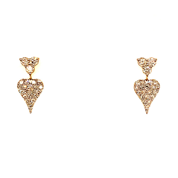 (LD) Aretes (corazón) con diamantes de laboratorio en oro amarillo 10kt. D-0.33Cts.