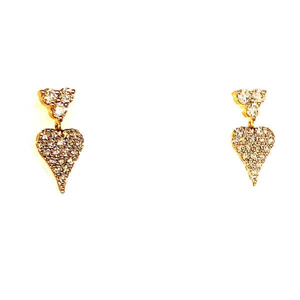 (LD) Aretes (corazón) con diamantes de laboratorio en oro amarillo 10kt. D-0.33Cts.