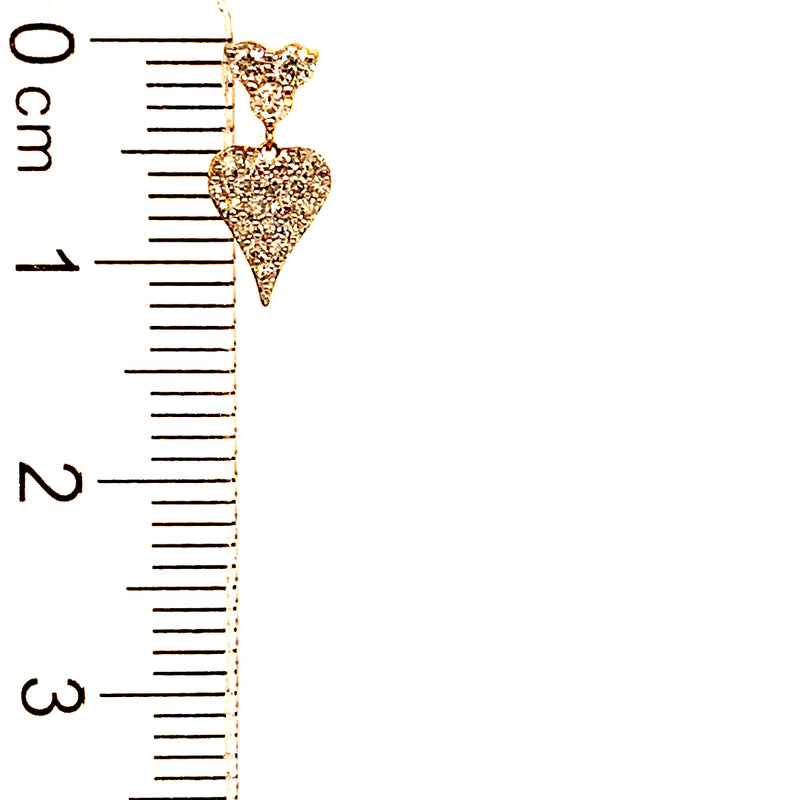 (LD) Aretes (corazón) con diamantes de laboratorio en oro amarillo 10kt. D-0.33Cts.