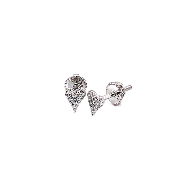 (LD) Aretes (corazón) con diamantes de laboratorio en oro blanco 10kt. D-0.08Cts.