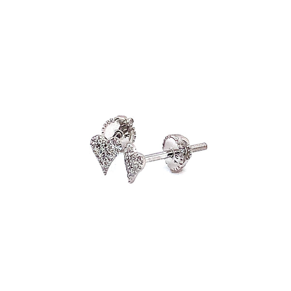 (LD) Aretes (corazón) con diamantes de laboratorio en oro blanco 10kt. D-0.08Cts.