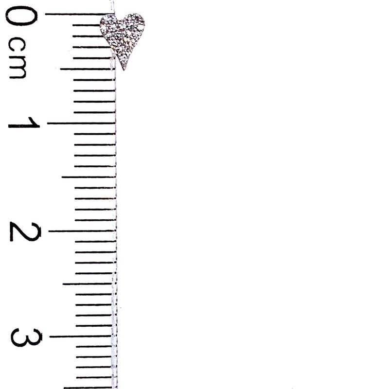 (LD) Aretes (corazón) con diamantes de laboratorio en oro blanco 10kt. D-0.08Cts.