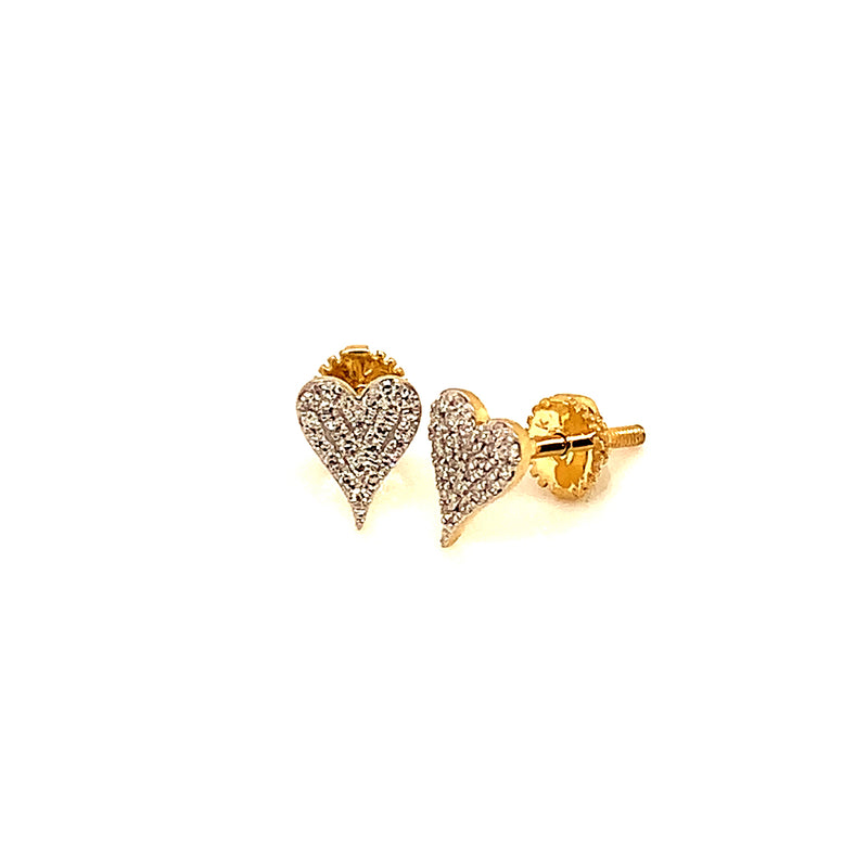 (LD) Aretes (corazón) con diamantes de laboratorio en oro amarillo 10kt. D-0.10Cts.