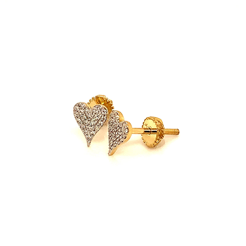 (LD) Aretes (corazón) con diamantes de laboratorio en oro amarillo 10kt. D-0.10Cts.