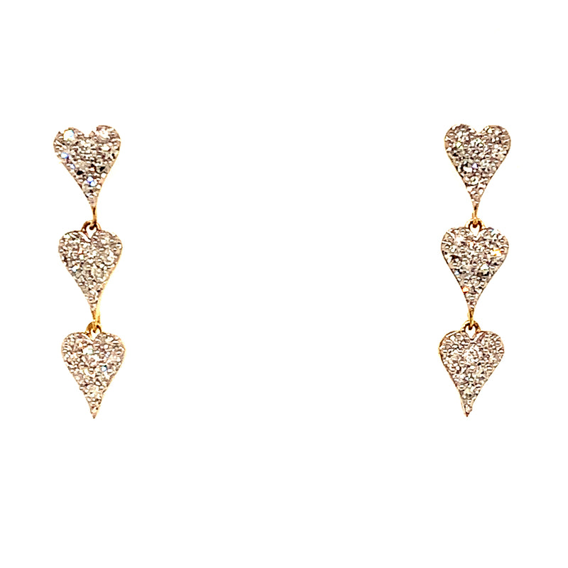 (LD) Aretes (corazones) con diamantes de laboratorio en oro amarillo 10kt. D-0.33Cts.