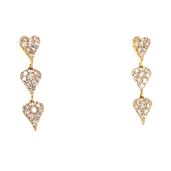 (LD) Aretes (corazones) con diamantes de laboratorio en oro amarillo 10kt. D-0.33Cts.
