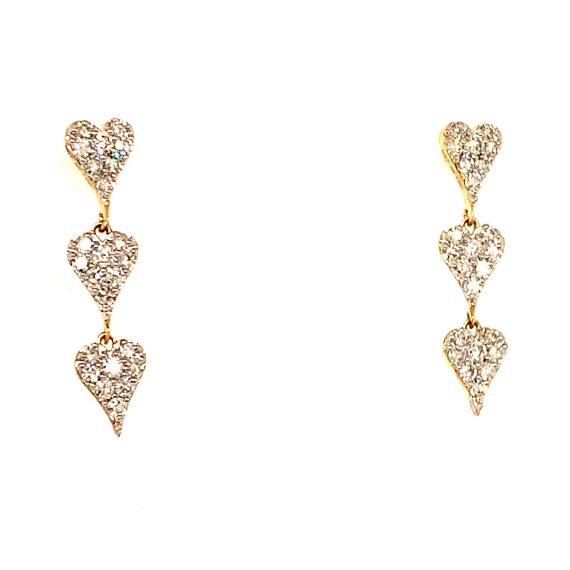 (LD) Aretes (corazones) con diamantes de laboratorio en oro amarillo 10kt. D-0.33Cts.