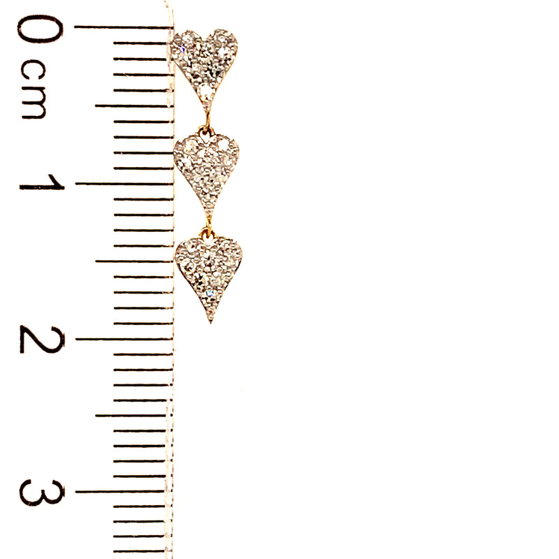 (LD) Aretes (corazones) con diamantes de laboratorio en oro amarillo 10kt. D-0.33Cts.