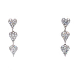 (LD) Aretes (corazones) con diamantes de laboratorio en oro blanco 10kt. D-0.33Cts.
