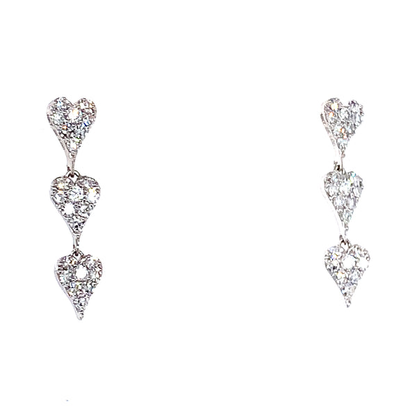 (LD) Aretes (corazones) con diamantes de laboratorio en oro blanco 10kt. D-0.33Cts.