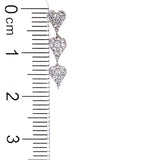 (LD) Aretes (corazones) con diamantes de laboratorio en oro blanco 10kt. D-0.33Cts.