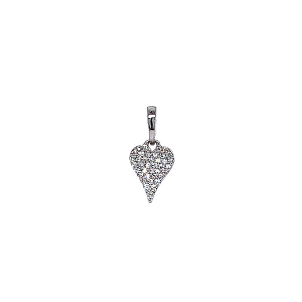 (LD) Dije (corazón) con diamantes de laboratorio en oro blanco 10kt. D-0.08Cts.