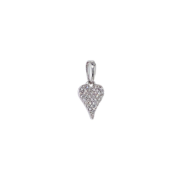 (LD) Dije (corazón) con diamantes de laboratorio en oro blanco 10kt. D-0.08Cts.
