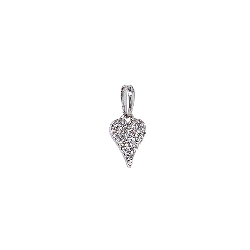 (LD) Dije (corazón) con diamantes de laboratorio en oro blanco 10kt. D-0.08Cts.