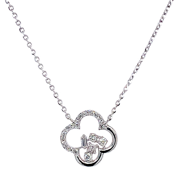 (LD) Collar con diamantes de laboratorio en oro blanco 10kt. 40.5/46cm D-0.12Cts.