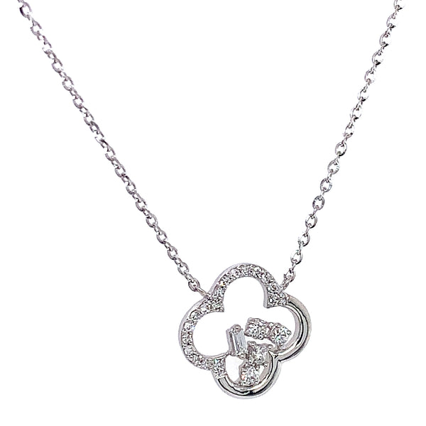 (LD) Collar con diamantes de laboratorio en oro blanco 10kt. 40.5/46cm D-0.12Cts.