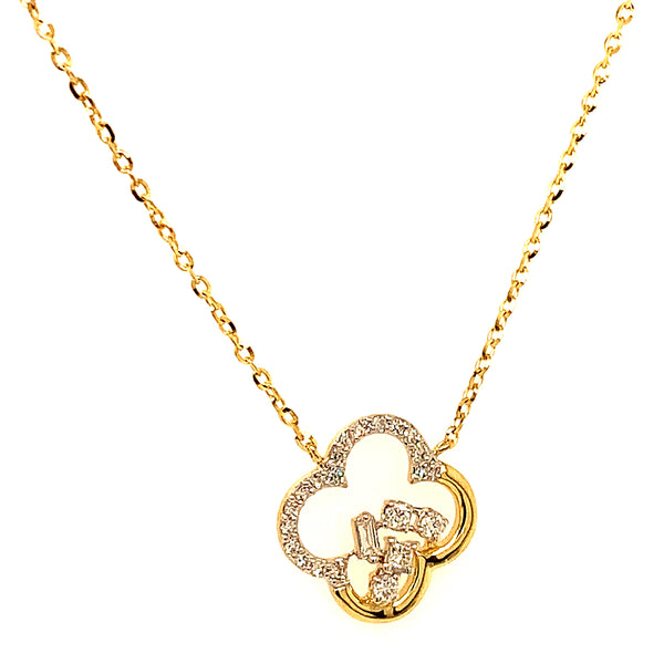 (LD) Collar con diamantes de laboratorio en oro amarillo 10kt. 40.5/45cm D-0.12Cts.