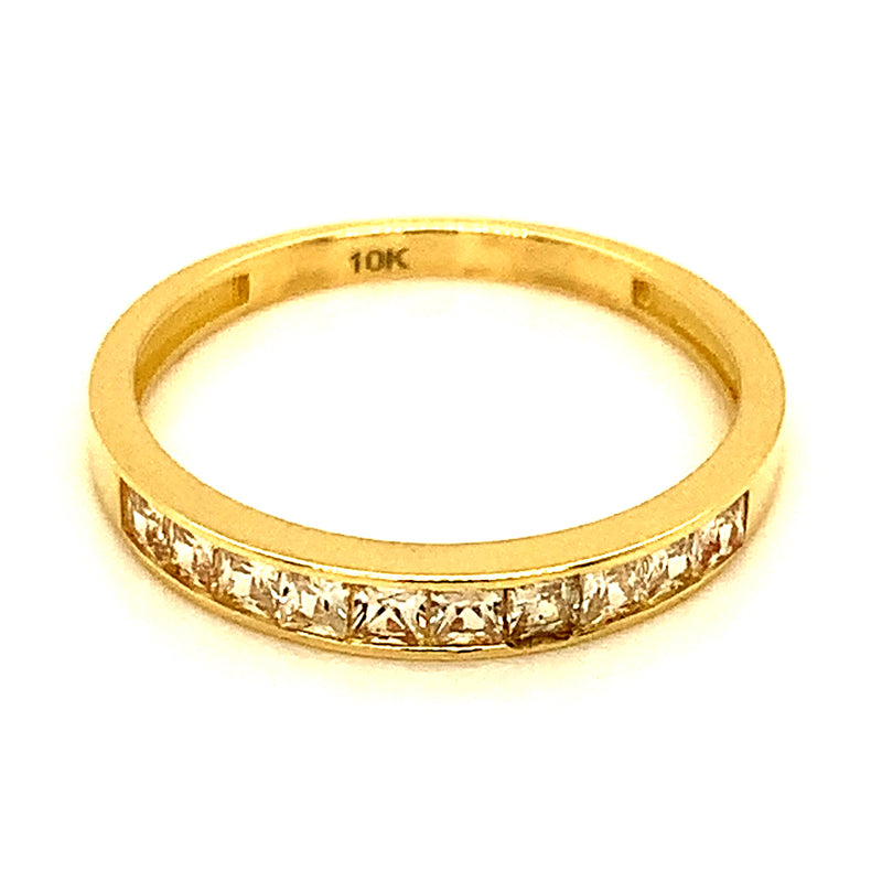 Banda con circones en oro amarillo 10kt.