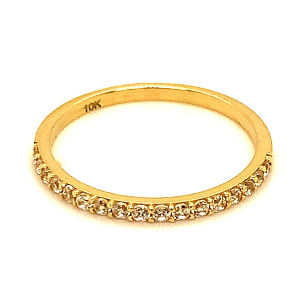 Banda con circones en oro amarillo 10kt.