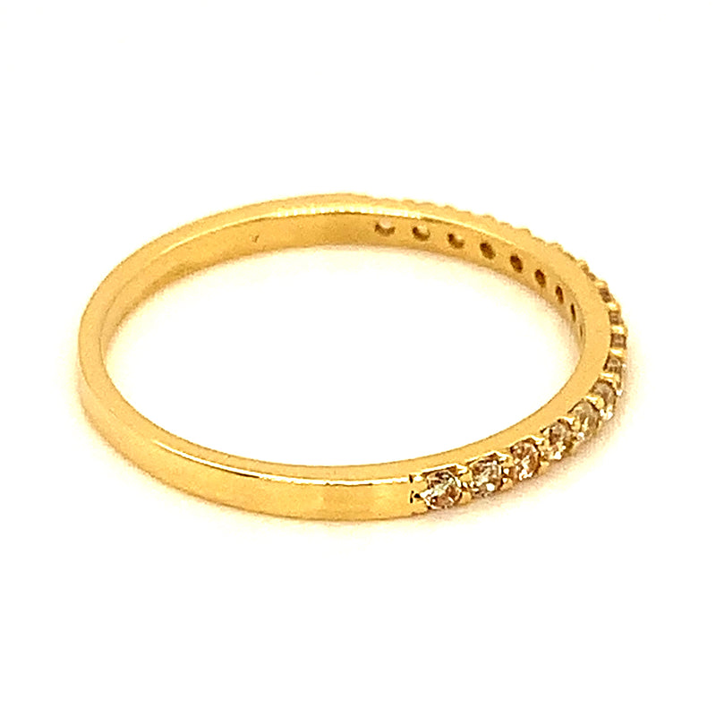 Banda con circones en oro amarillo 10kt.