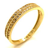 Banda con circones en oro amarillo 10kt.