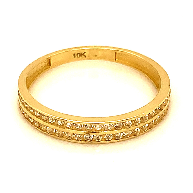 Banda con circones en oro amarillo 10kt.