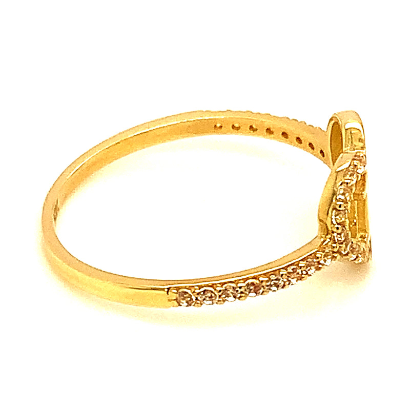 Anillo (Corazón 15) con circones en oro amarillo 10kt.