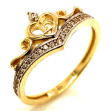 Anillo (Corona 15) con circones en oro amarillo 10kt.