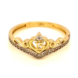 Anillo (Corona 15) con circones en oro amarillo 10kt.