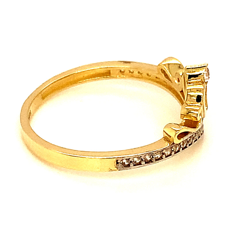 Anillo (Corona 15) con circones en oro amarillo 10kt.