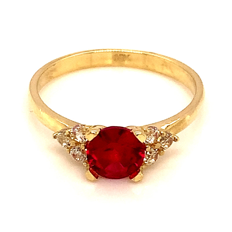 Anillo con circones en oro amarillo 10kt.