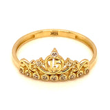 Anillo (Corona 15) con circones en oro amarillo 10kt.